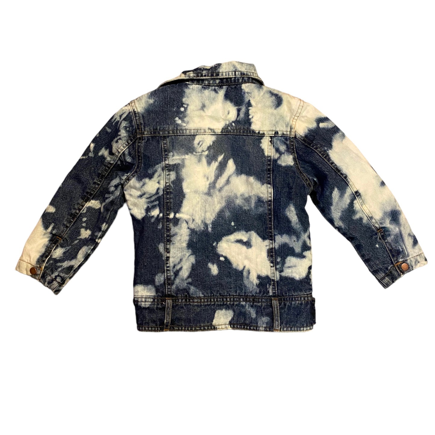 Reworked acid wash tie dye denim jacket - shearling lined. Age 3-4 years