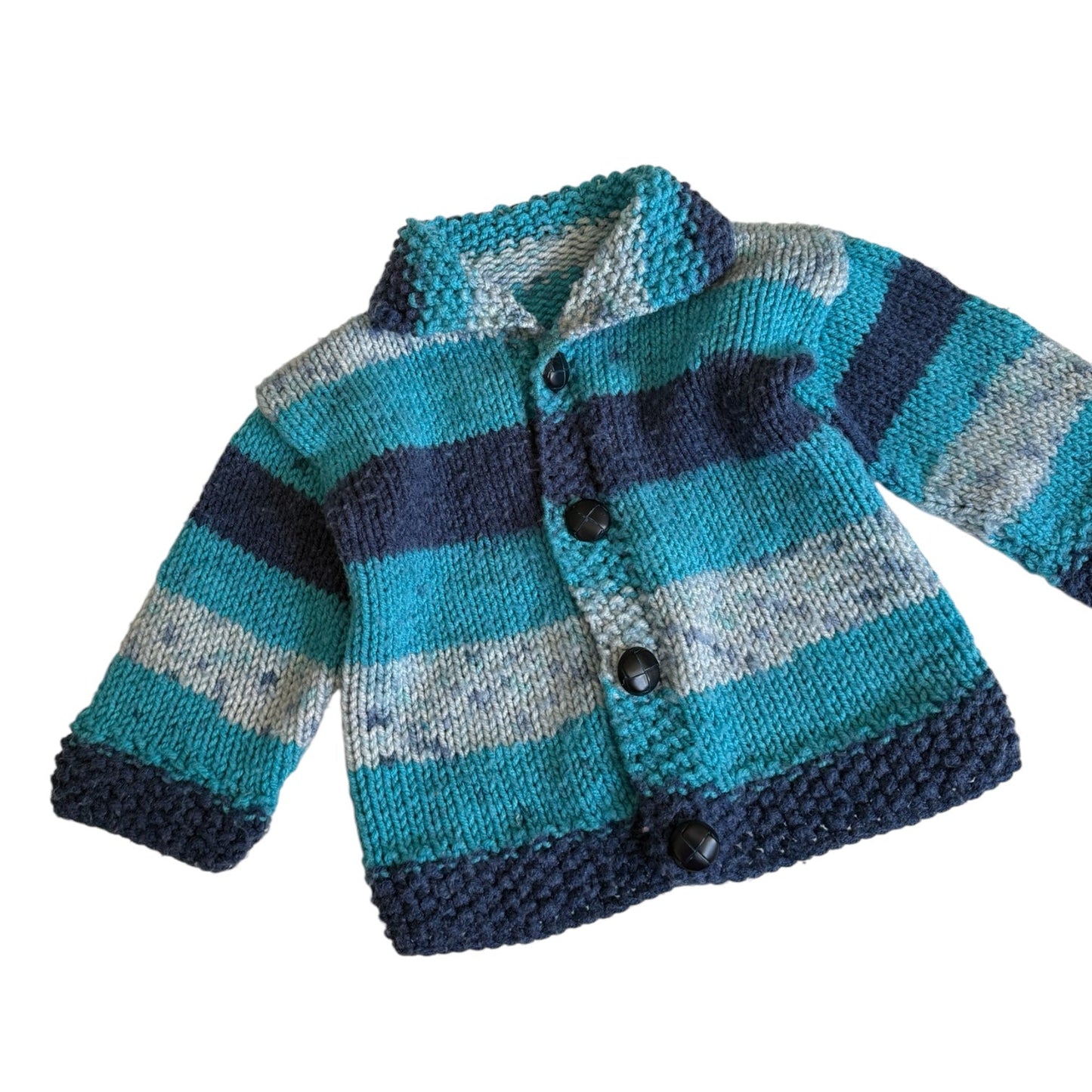 Vintage blue knitted cardigan. Size 18months - 2 yrs