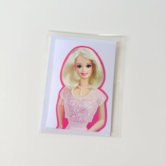 Recycled & homemade vintage card - Barbie
