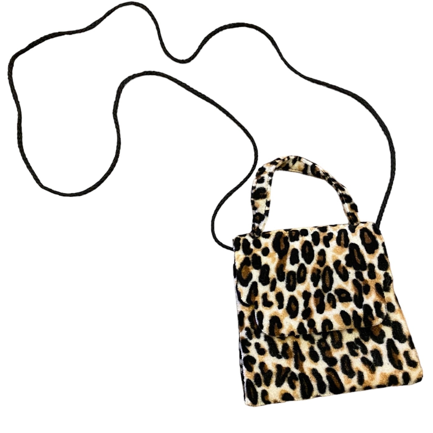 Y2K vintage faux fur leopard print across body bag ~ small