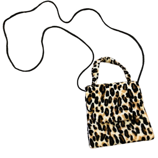 Y2K vintage faux fur leopard print across body bag ~ small