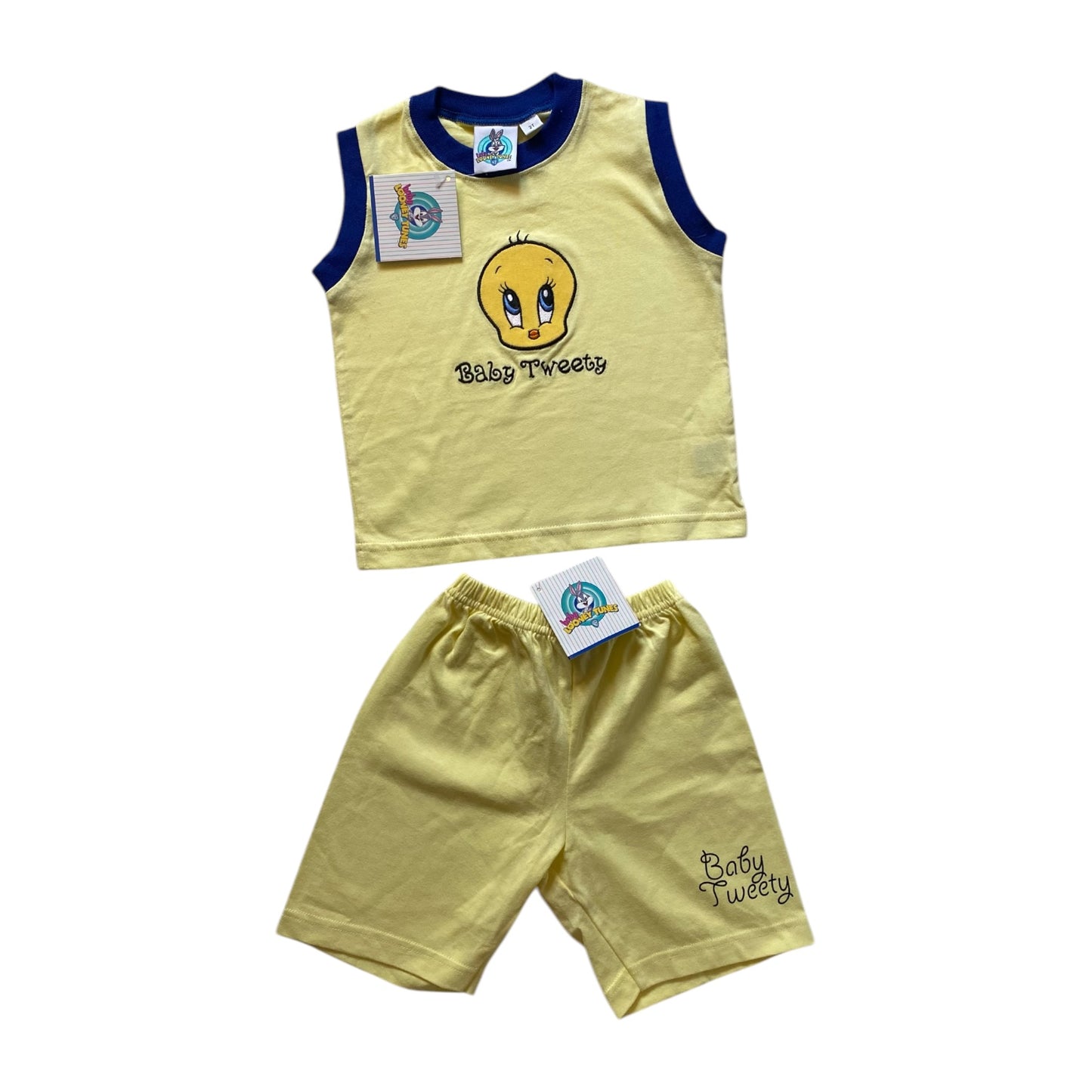 Vintage 1998 pale yellow tweety looney tunes pyjamas. BNWT. Size 2 years