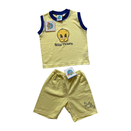 Vintage 1998 pale yellow tweety looney tunes pyjamas. BNWT. Size 2 years
