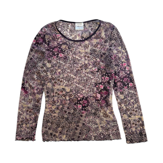 Vintage 90s next purple mesh long sleeved top. Size 8-10