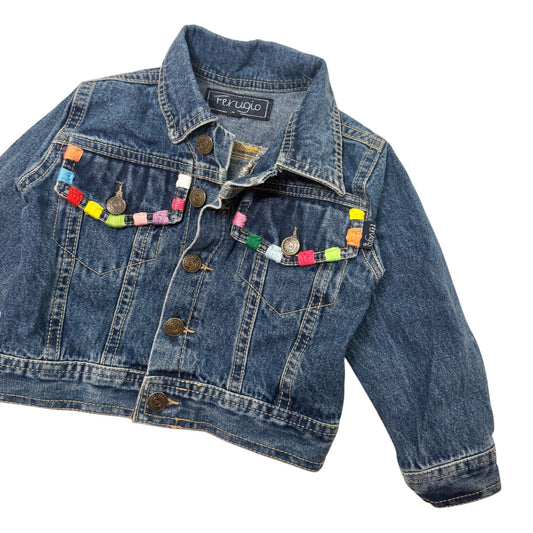 Vintage denim jacket with embroidered pockets. 2 years