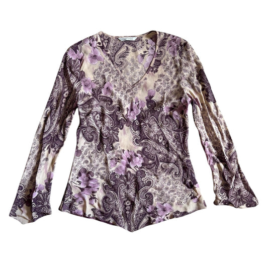 Vintage ‘canvas’ Y2K sheer long sleeved top. Size 12