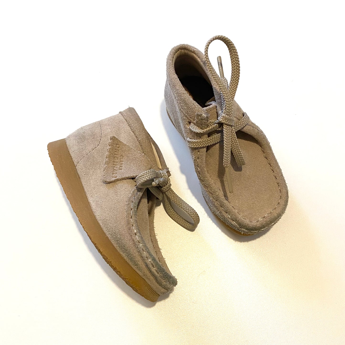 Clarks beige suede wallabees. Size 5.5 UK