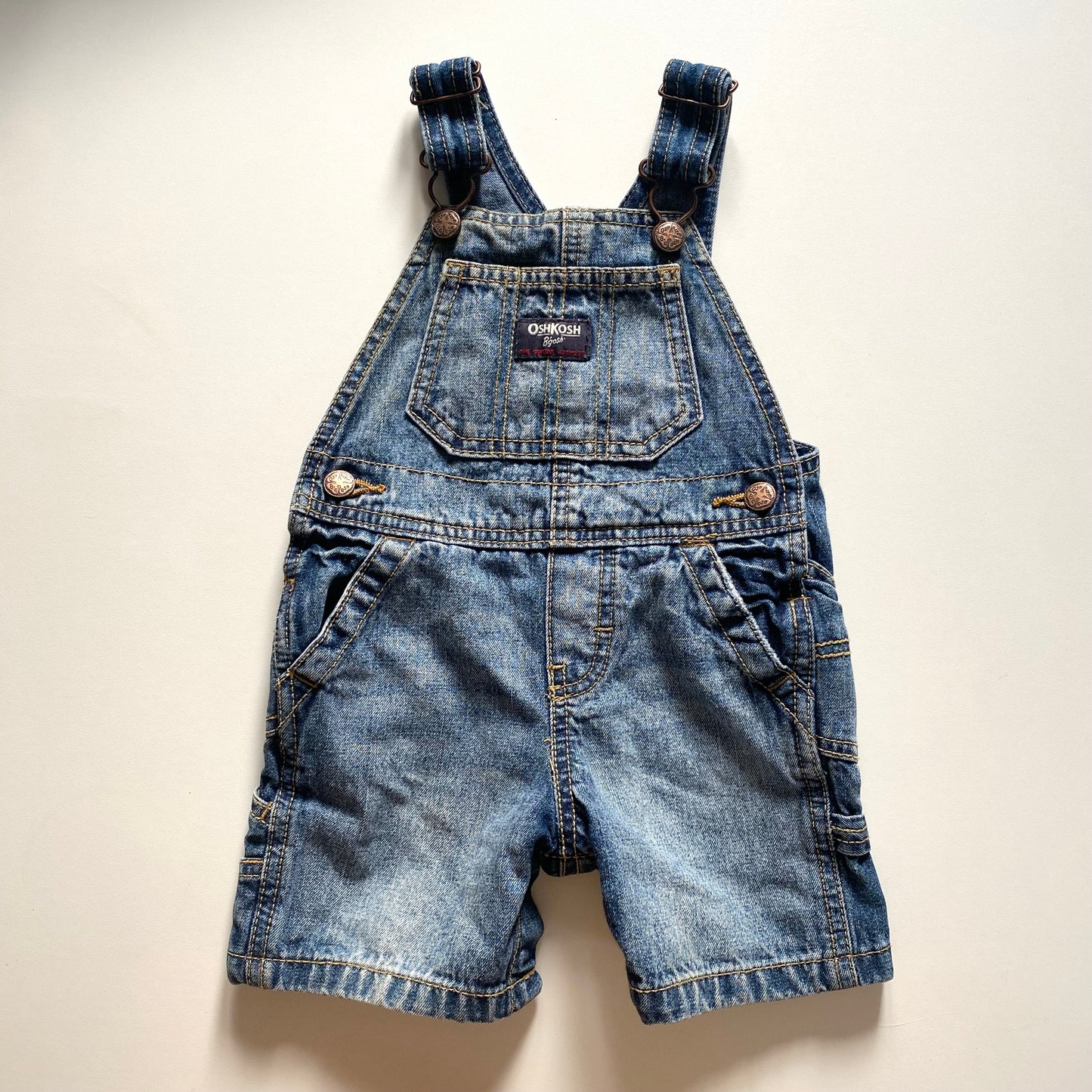 Oshkosh denim shortalls. Size 12 months