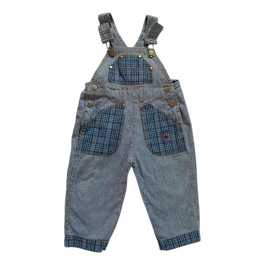 Vintage denim check dungarees. Size 12-18 months