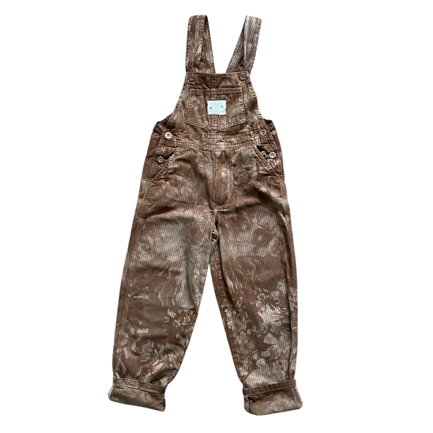 Vintage Benetton tie dye brown dungarees. Approx 7-8 years