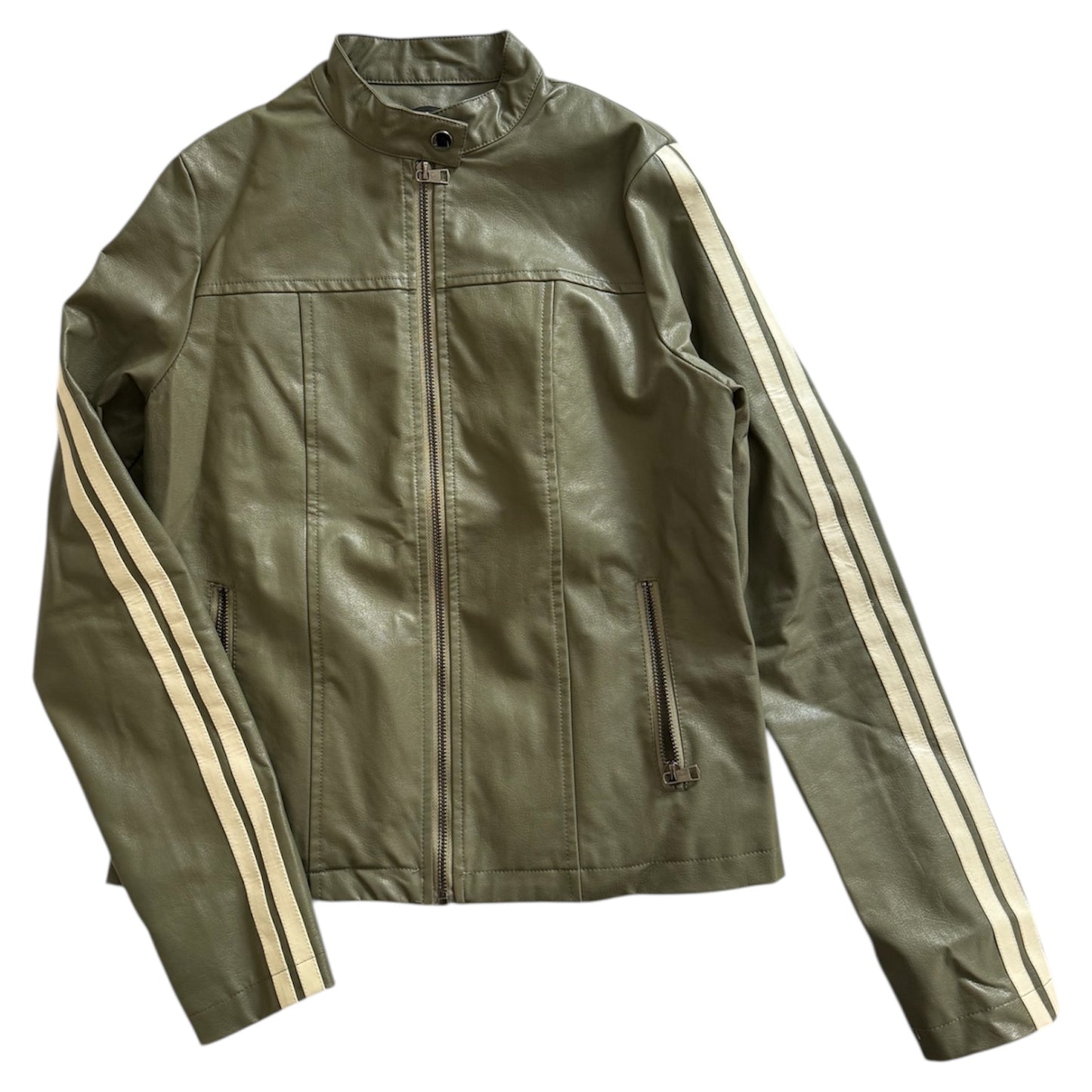 Motel faux leather khaki green jacket size S