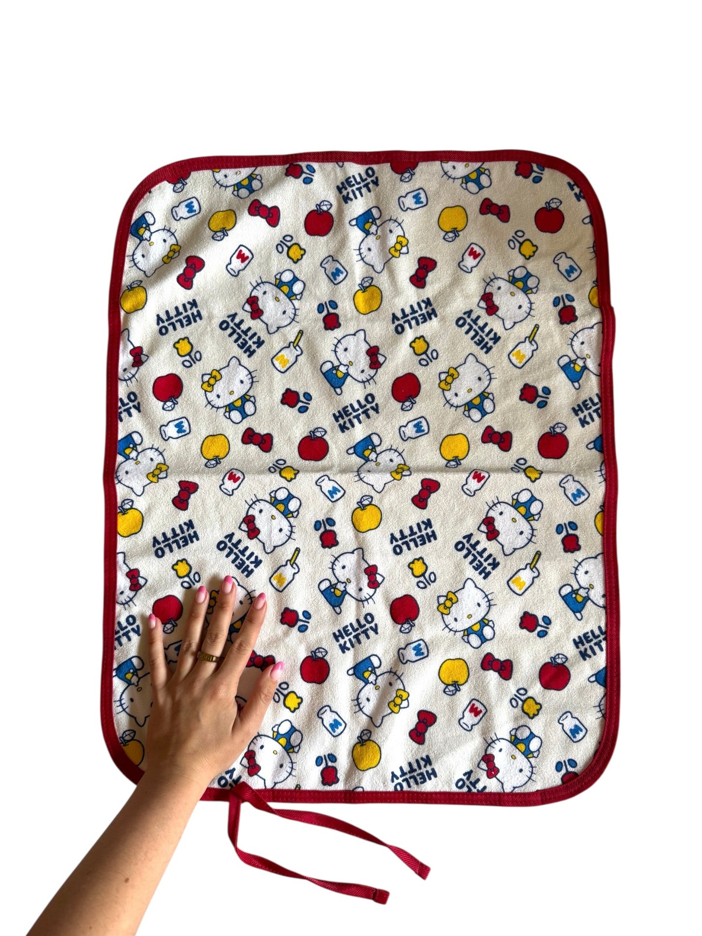 Vintage hello kitty Terry towelling roll up baby changing mat.
