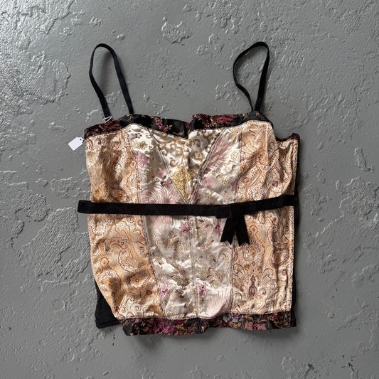 Vintage corset top with mesh back. Size approx 12