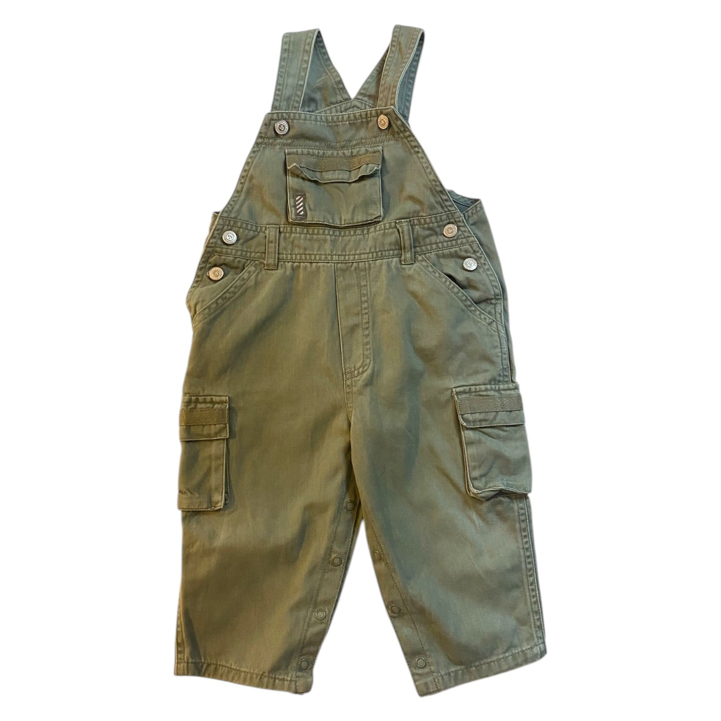 Vintage adams 100% cotton khaki green dungarees. Size 12-18 months