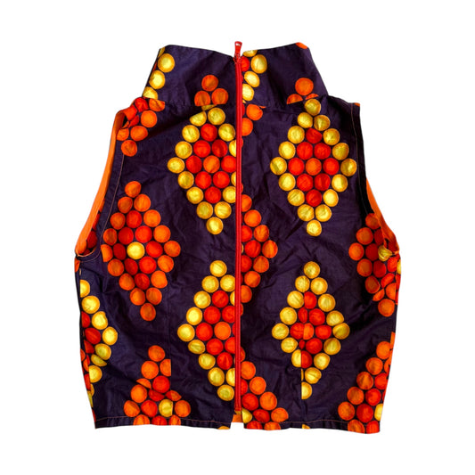Vintage Orange printed light weight cropped zip up top.Size approx 10