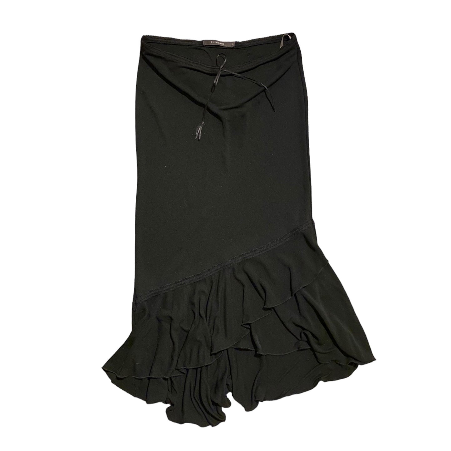 Vintage noughties 00s Y2K river island black frilly mid length skirt . Size 10