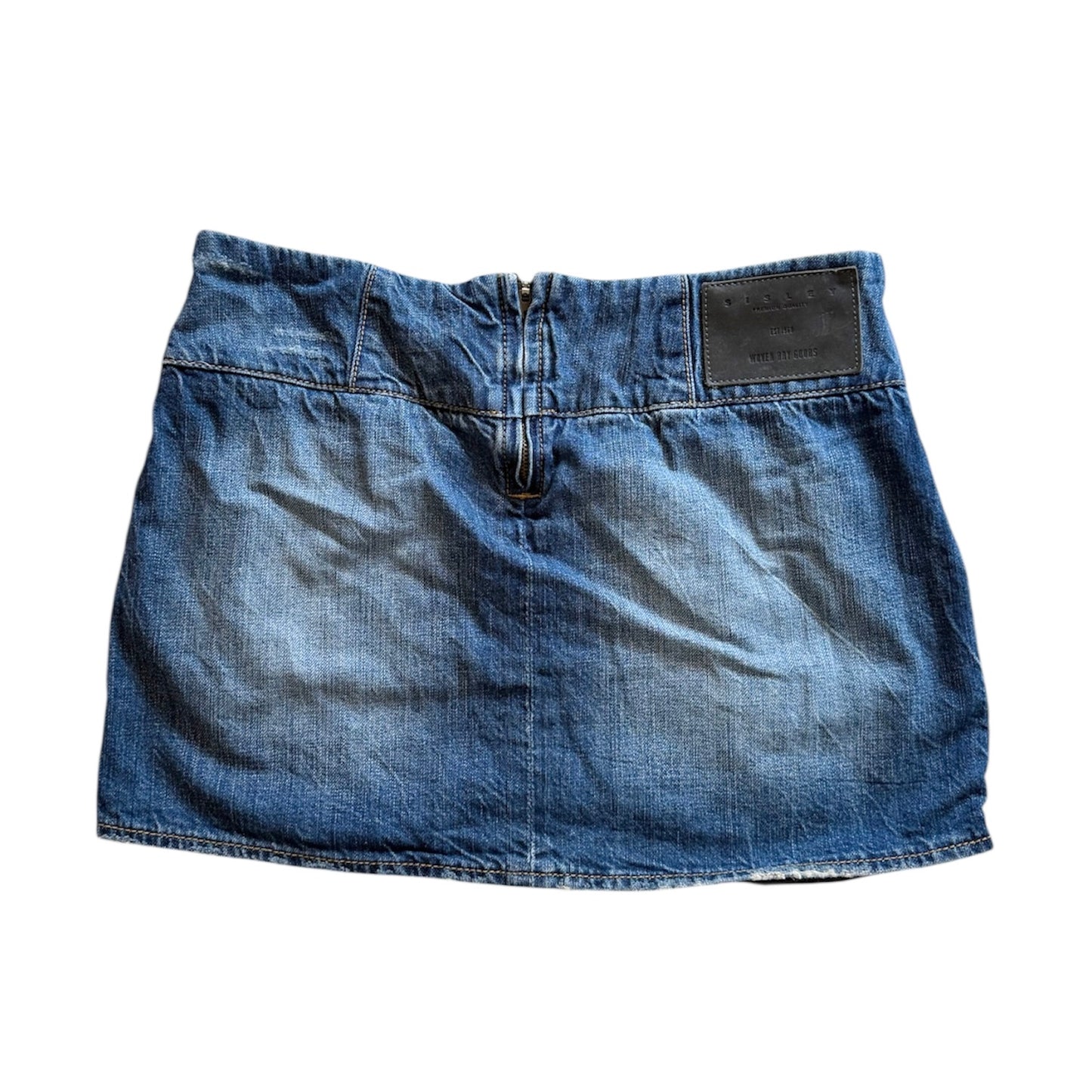Vintage 2000s Sisley denim studded mini skirt. Waist 28