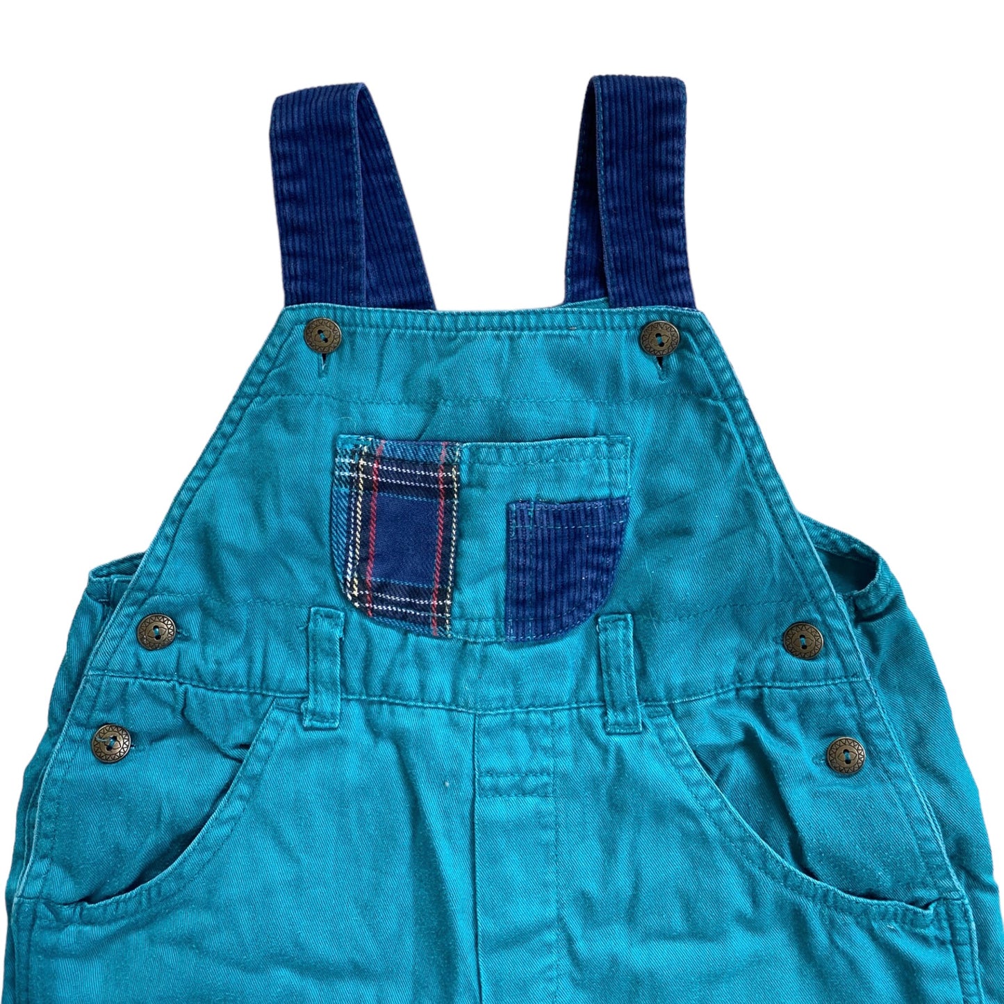 Teal 90s vintage cotton dungarees 6-12 months