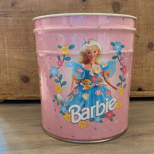Vintage 1996 Barbie pink tin Dustbin ~ rare