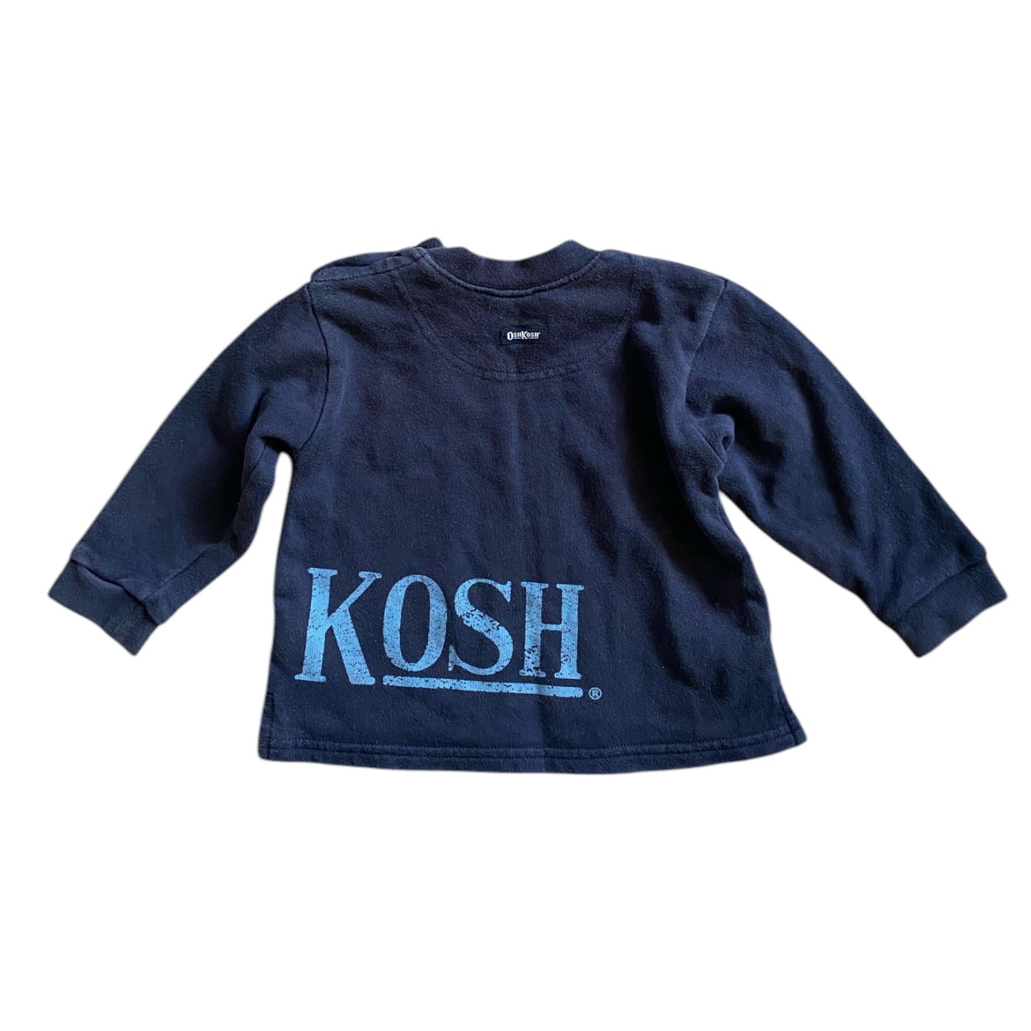 Vintage Oshkosh navy blue spellout sweatshirt. Size 6-12 months