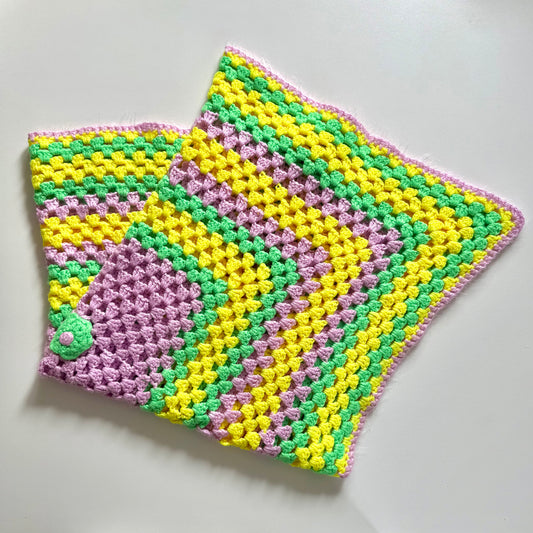 Vintage neon soft knitted baby blanket