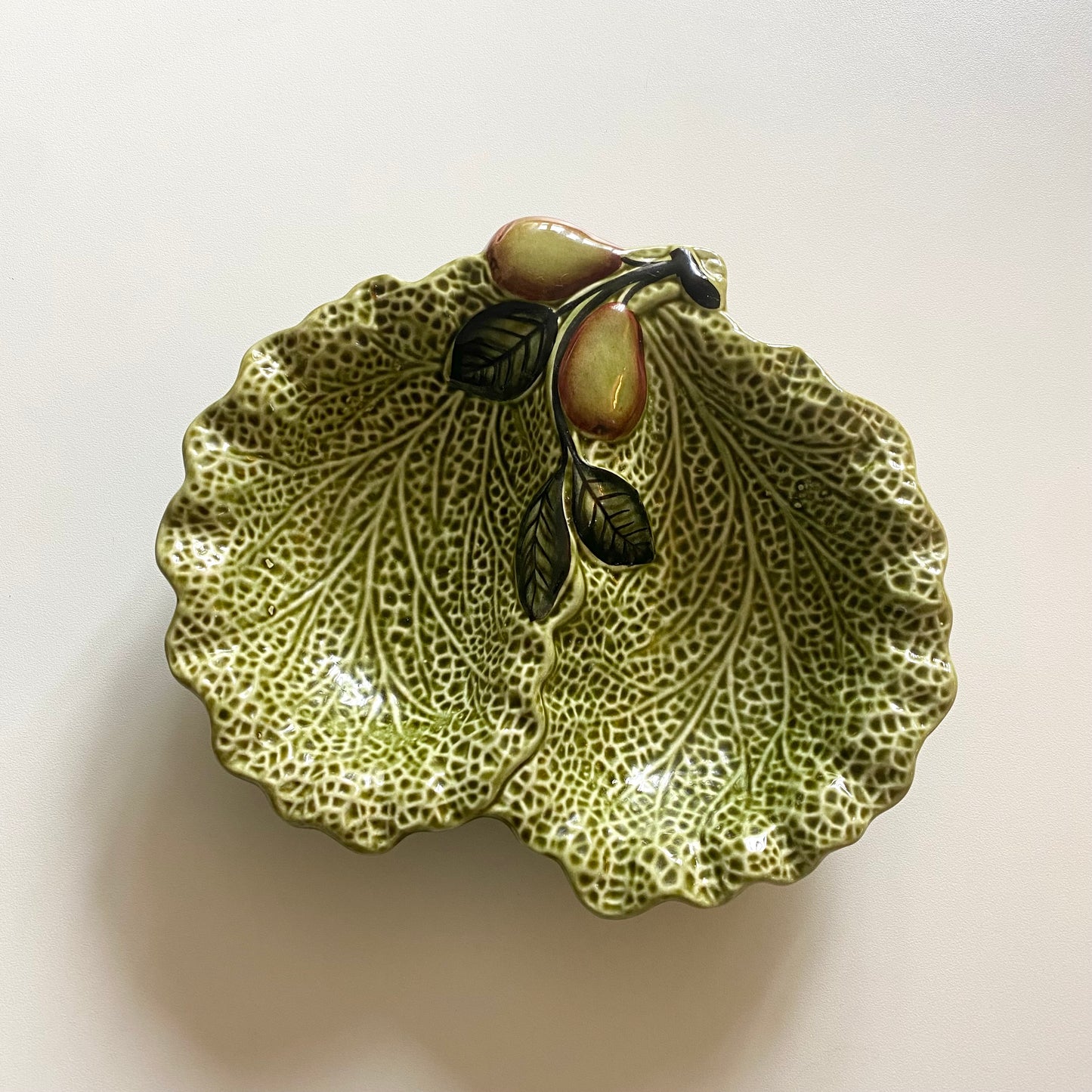 Vintage embossed ceramic compartment dish