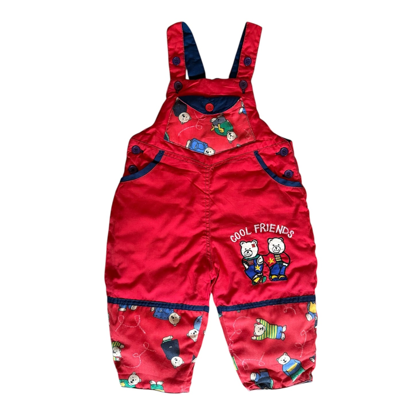 Vintage teddy bear dungarees. Size 9-12 months