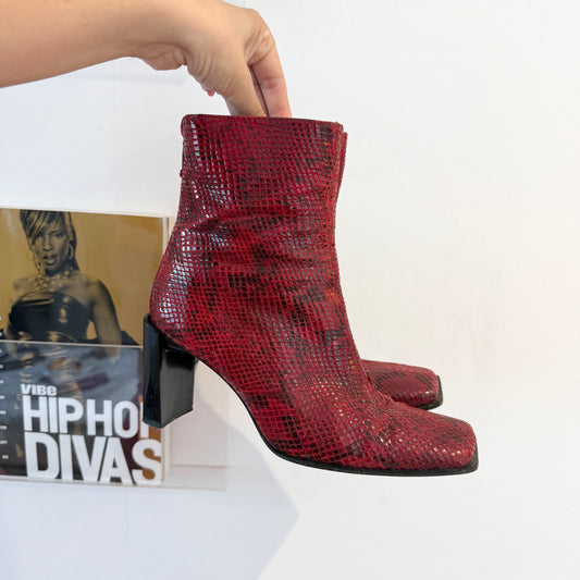 Red snake print russell and Bromley Stuart wieztman boots size 5