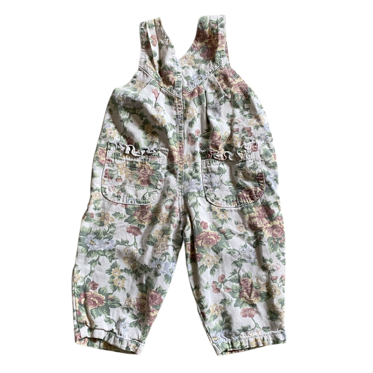 Vintage floral dungarees 6-12 months