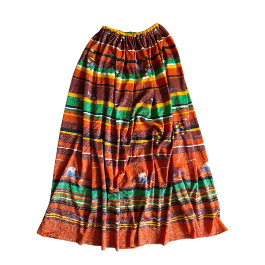 Vintage long glittery dusty orange unique skirt. Size 10.