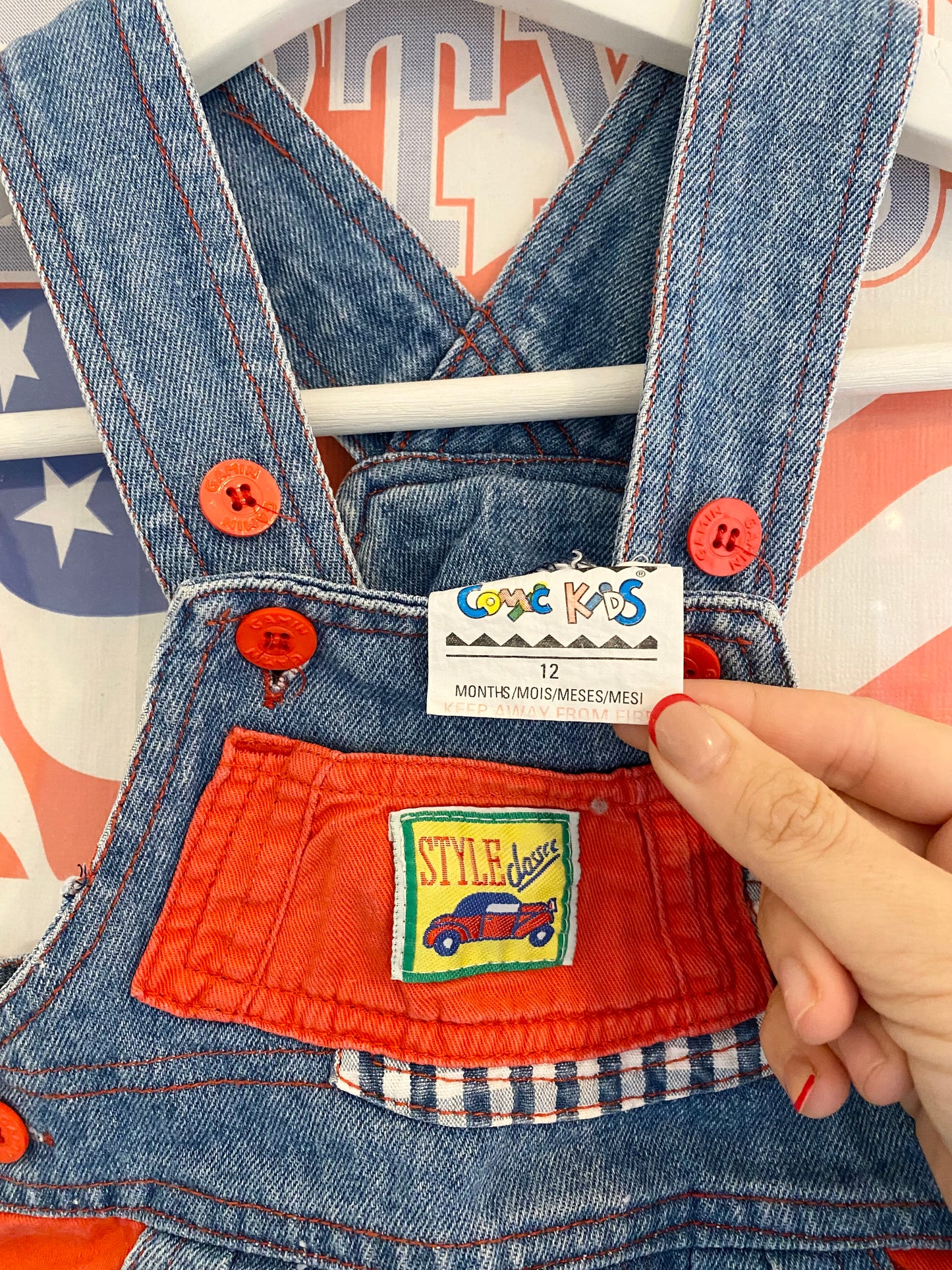 THE BEST pair of vintage 80s ‘comic kids’ denim shortalls. 12 months 💙