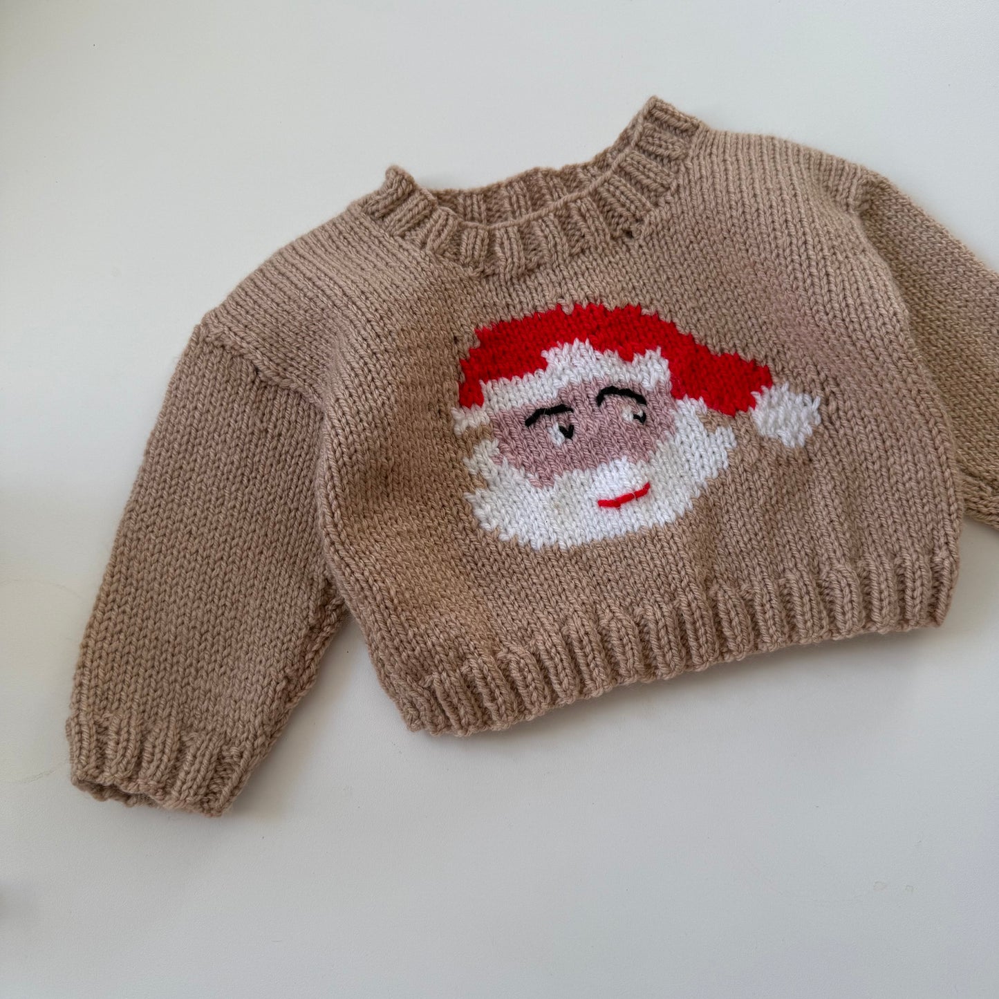Vintage knitted Santa Claus jumper. Size 0-3 months