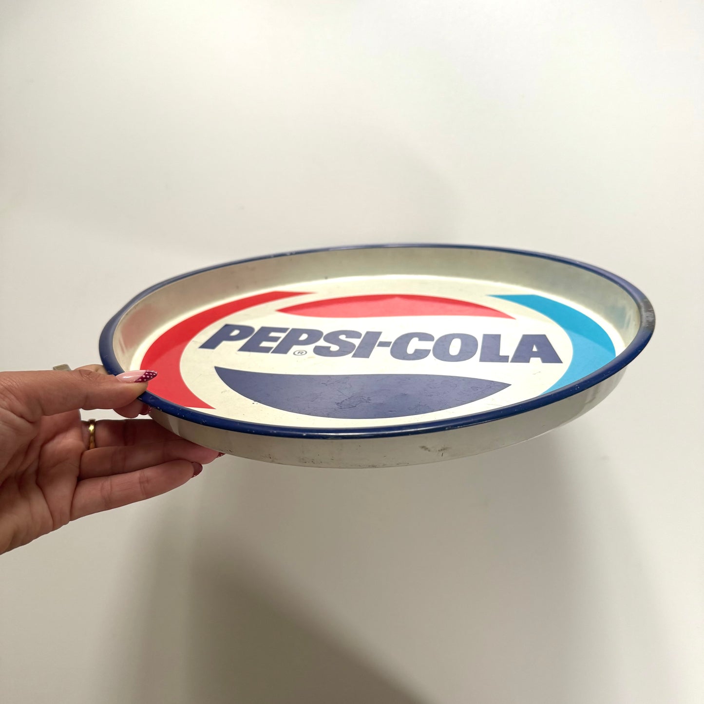 Vintage Pepsi cola round metal serving tray