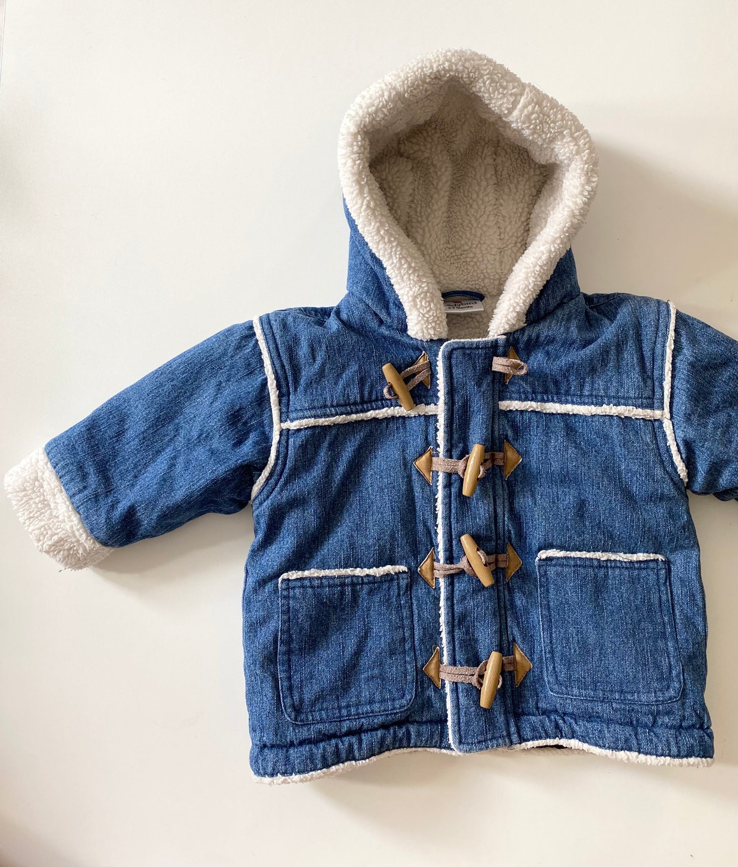 Vintage ladybird blue denim coat with shearling lining 6-9 months