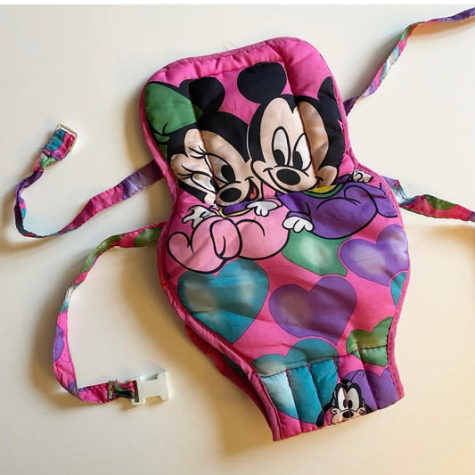 Vintage rare Minnie Mouse toy baby carrier - tie fastening instead of plug! It does has a small stain on the front as shown