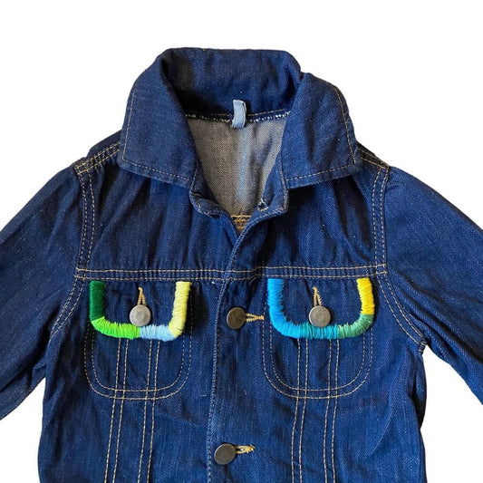 Vintage denim jacket with embroidered pockets age 1 year