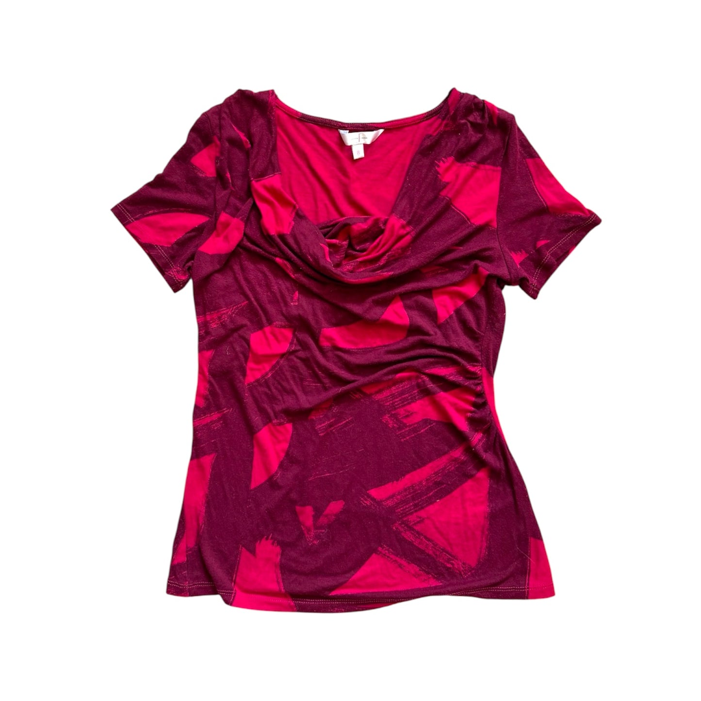 Y2K Jasper conran cowl neck T-shirt. Burgandy and pink. Size 8