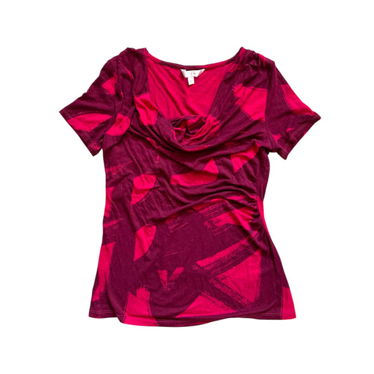 Y2K Jasper conran cowl neck T-shirt. Burgandy and pink. Size 8