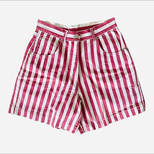 90s red & white striped high waisted shorts (size 6-8)