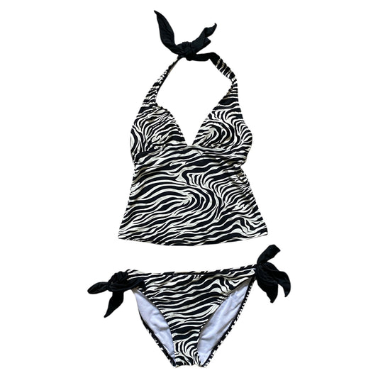 Vintage y2k zebra print halterneck tankini bikini. Size S 8/10