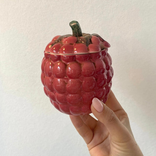 Vintage Raspberry ceramic jam/ sugar pot