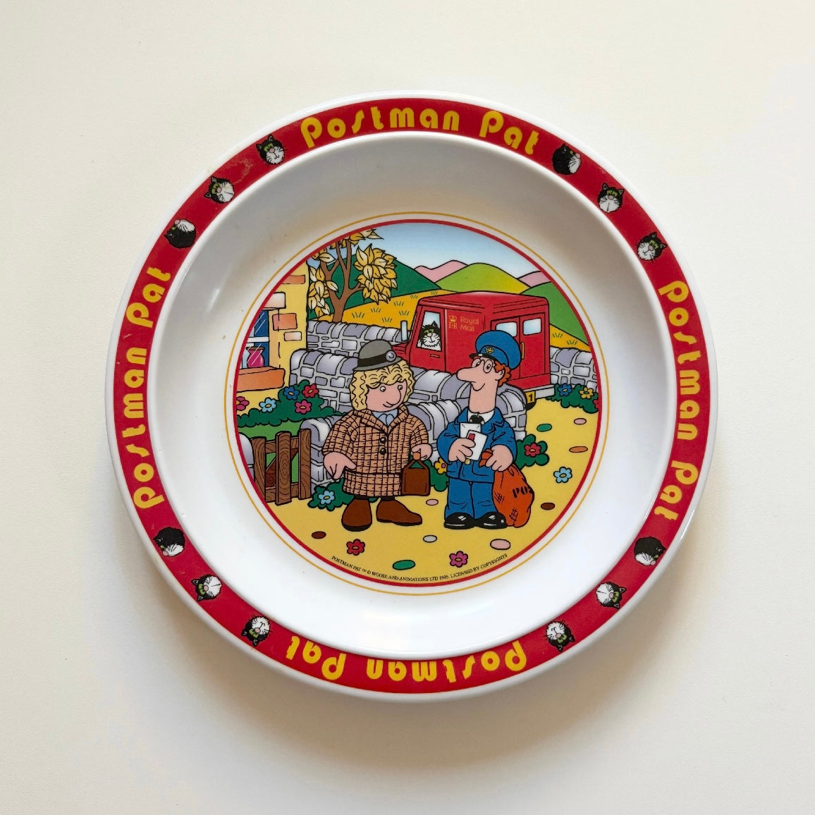 Vintage 1995 melamine postman pat plate