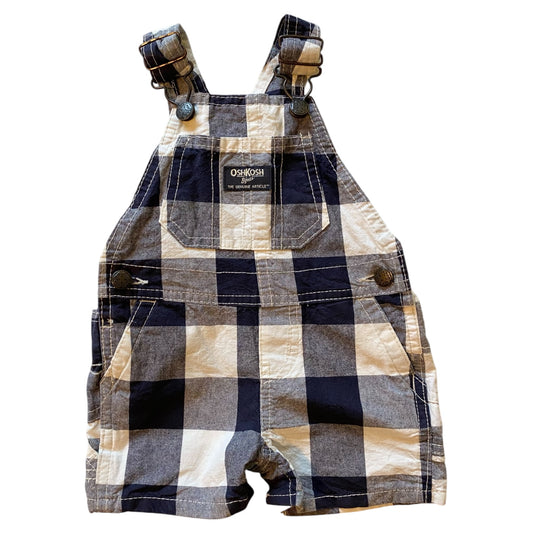 Oshkosh gingham print overall dungarees. Navy & white. Size 0-3 M