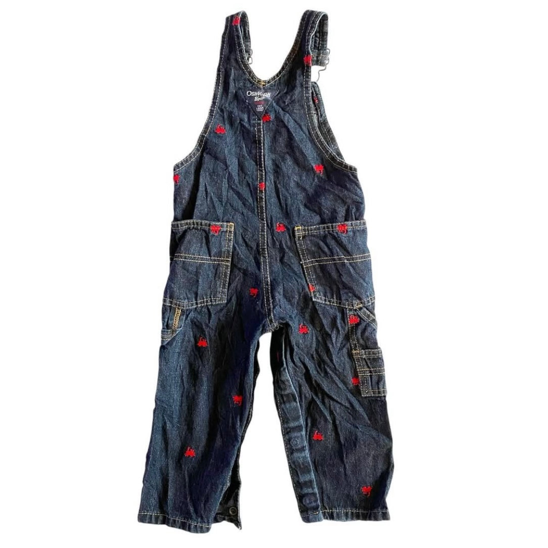 Oshkosh denim train print dungarees 18 months