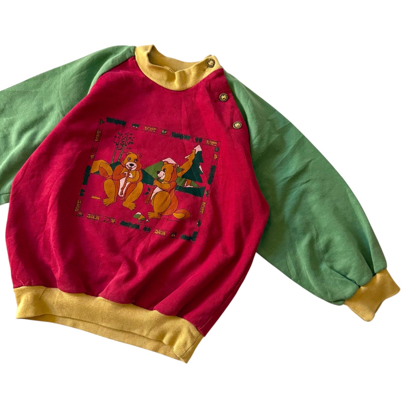 Vintage colourblock bear sweatshirt. Size 3 years