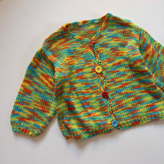 Knitted multicoloured cardigan. Size approx 2 years