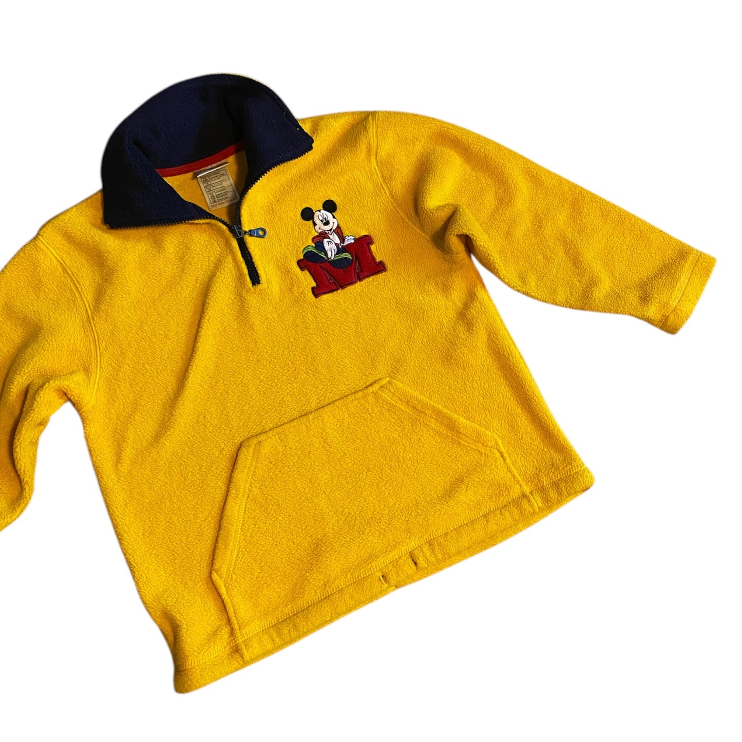 Vintage Mickey Mouse yellow fleece jacket - half zip. size 7-8 years