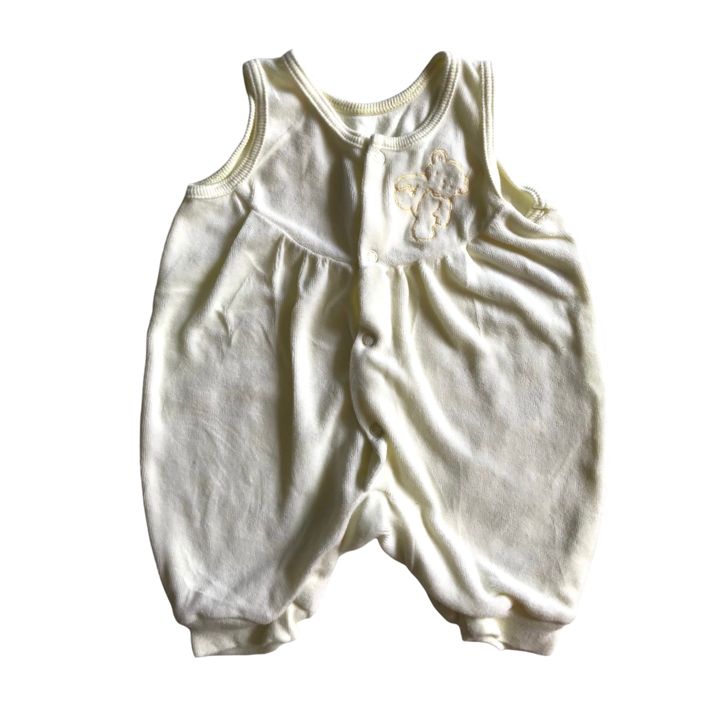 Lemon yellow velour vintage mothercare romper newborn