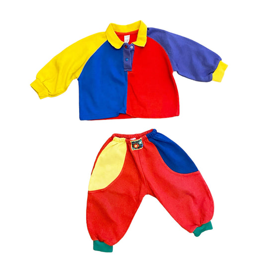 80s colour block two piece set 6months