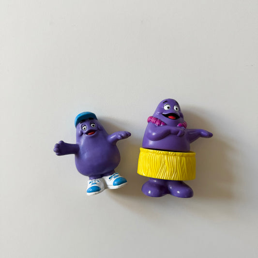 Set of two vintage 1990 + 1996 grimace mcdonald figures
